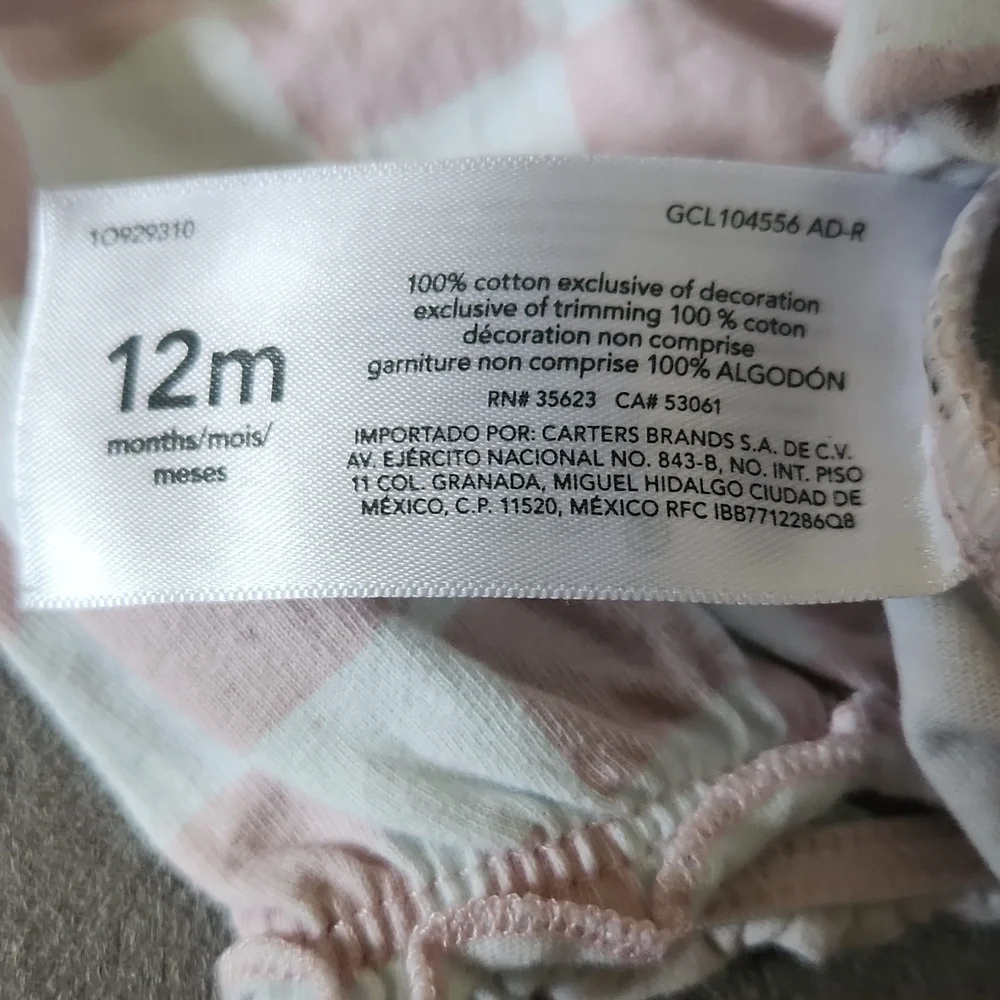 Carter's Baby Girl Romper pink white 12 months